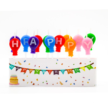 Colorful star balloon shape happy birthday letter candles